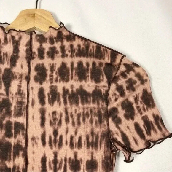 ASOS Miss Selfridge Pink Tie Dye Cropped Short Sleeve Top 4 - Picture 3 of 4